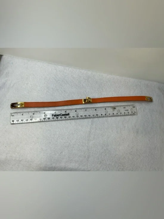 Hermes Kelly Double Tour Leather Bracelet Orange Gold Leather Bracelet - Picture 13 of 13